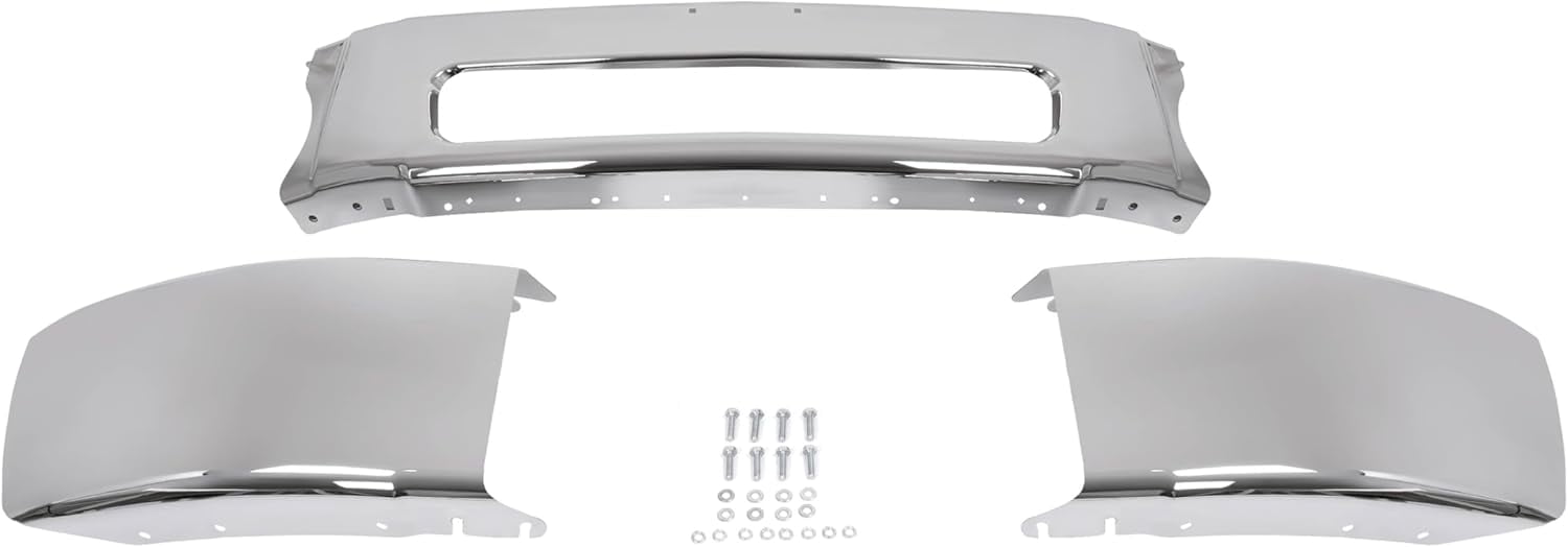 KOJEM Front Bumper Assembly Compatible with 2003-2021 Freightliner M2 106 112 Business Class A21-26683-005 A21-27811-016 A21-27811-017 Models Steel Bumper Chrome 3PCs