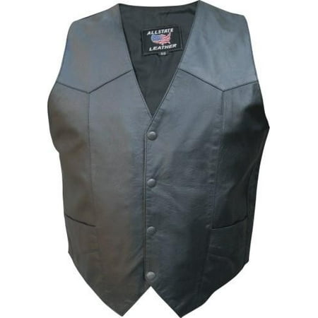 Clean Cowhide Leather - Men's XL Size Split Cowhide Leather 2 front 2 inside pockets Black Hardware Plain vest