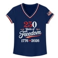 thumbnail image 4 of Short Sleeve Tops for Women Casual 250Th Anniversary Print V Neck 250Th Anniversary Tshirt Patriotic Tee Summer Womens Tshirts Navy XXL, 4 of 4