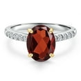 thumbnail image 3 of Gem Stone King 10K Two Tone Gold Red Garnet and Lab Grown Diamond Engagement Ring for Women | 2.33 Cttw | Oval 9X7MM | Gemstone January Birthstone | Size 7, 3 of 6