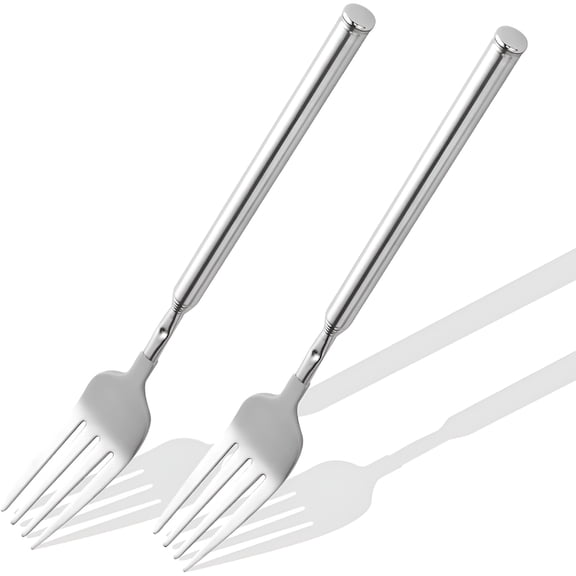 BPPEG 2 PCS Extendable Fork for Jokes,Expandable Forks,Stainless Steel Telescopic Fork Set – Extends from 8.7"