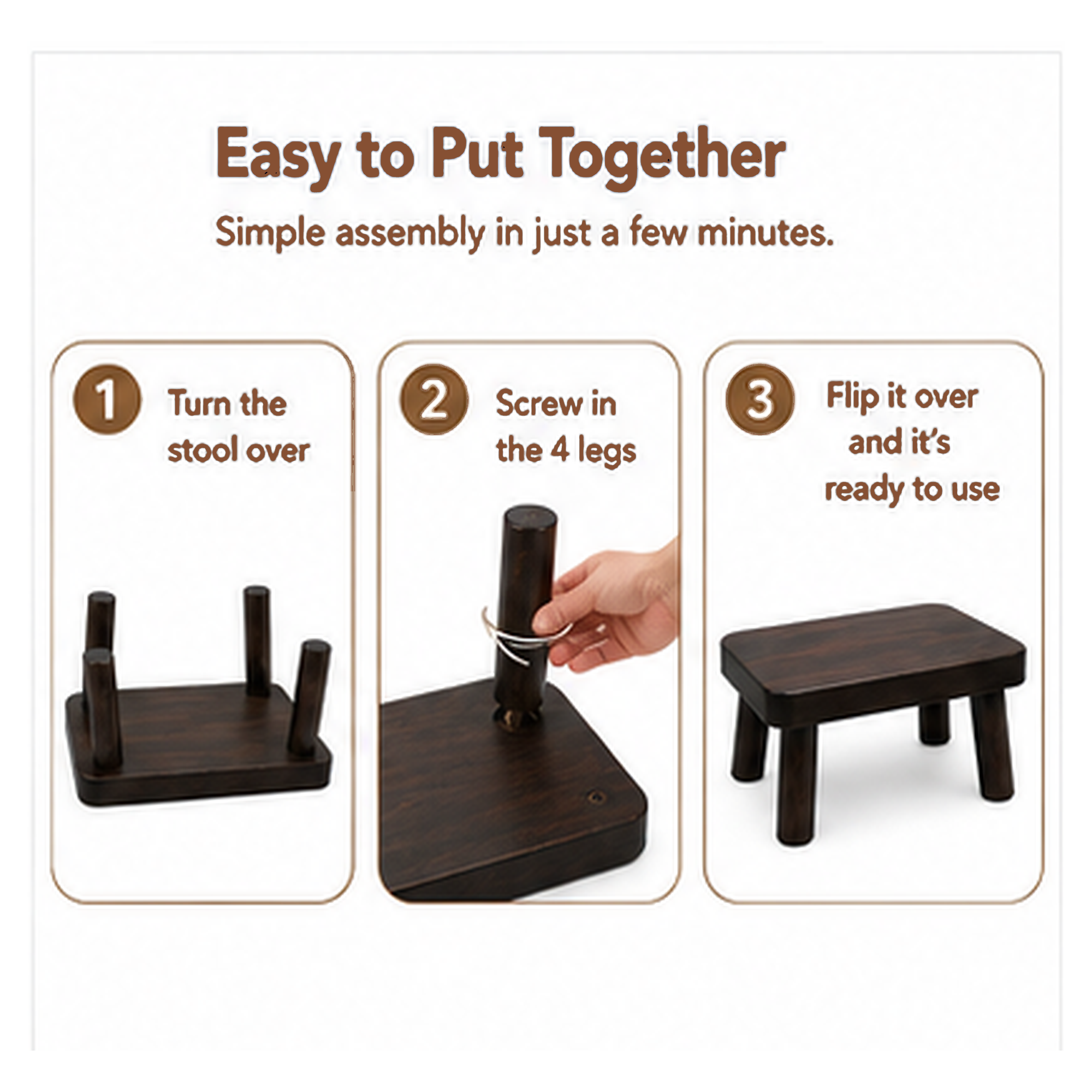 Mehoom Wooden Step Stool, 500 lbs Capacity, Rustic Brown photo 6