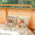 thumbnail image 4 of Set of 4 Fall Pumpkin Harvest Decorative Throw Pillow Covers Autumn Thanksgiving Square Cotton Linen Cushion Covers Halloween Outdoor Couch Sofa Home Pillow Cases 18x18 Inch, 4 of 7