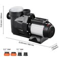 thumbnail image 2 of VEVOR Above Ground Pool Pump, 1.5 HP, 122 GPM Max Flow Single Speed Swimming Pool Pump, 220V 3450 RPM 55 ft Max Head Lift with PP Shell Strainer Basket, 122°F Max Water Temperature, for Hot Tubs Spas, 2 of 9