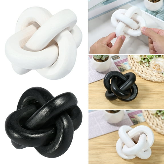 Pcapzz 12x12x12cm Wood Chain Link Decor 3 Link Wood Knot Decor Wood Knot Art Wooden Links Knots Rustic Wood Chain Link Decor,White