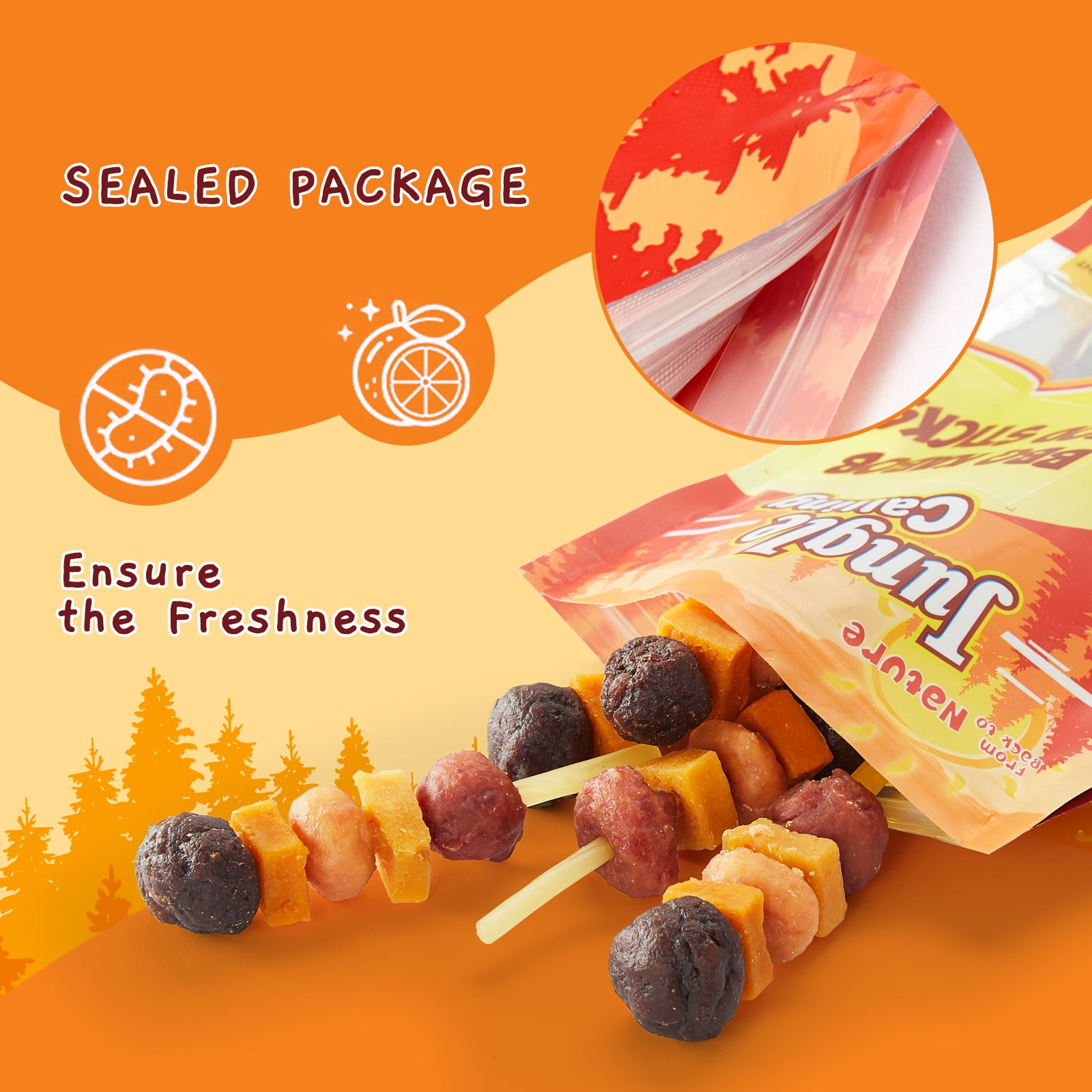 (5 pack) Jungle Calling Dog Treats, Cod Sticks, Sweet Potato, Pumpkin & Meat Kabobs for Dogs