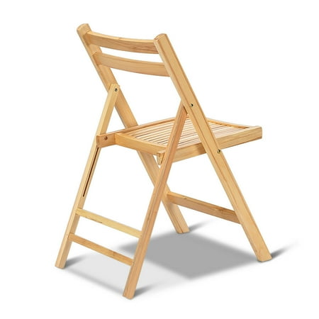 Goplus Set of 4 Solid Wood Folding Chairs Slatted Seat ...