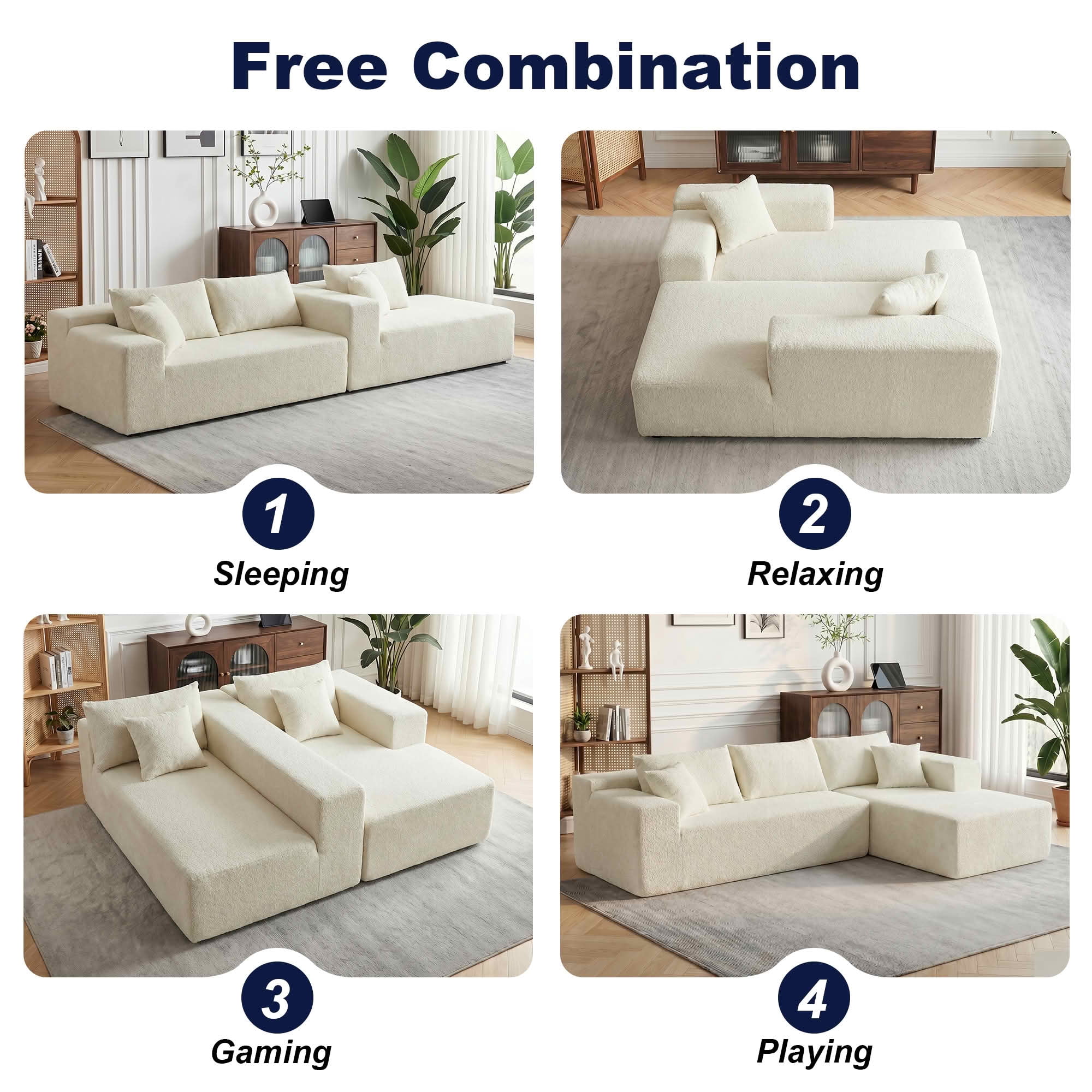 MAYEERTY 104" Cloud Sectional Couch with L-Shape Chaise, Modern Modular Sofa with Deep Seat, Upholstered Couches with Back Cushion for Living Room Bedroom, No Assembly Required