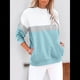 thumbnail image 4 of Sudadera Informal de Larga con Bloques de Color para Mujer, Cuello Redondo, Corte Holgado y Bolsillos. Azul y Verde L, 4 of 6