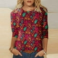 thumbnail image 2 of PMUYBHF Mode Femme Carnaval Imprimé Numérique Décontracté Manches Trois-Quarts Col Rond T-Shirt Top 7201 TG, 2 of 5