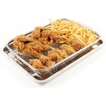 Air Fryer Basket for Oven, Extra Large 19" x 12.8" Oven Air Fryer Basket and Tray Set for Baking Grilling , Stainless Steel Air Fryer Pan and Crisper Tray,Dishwasher Safe (Silver)