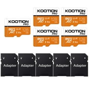 KOOTION 5 Pack 128 GB Micro SD Card U3 TF Card MicroSD Card High Speed Full HD 4K Memory Card for Phone Table Camera