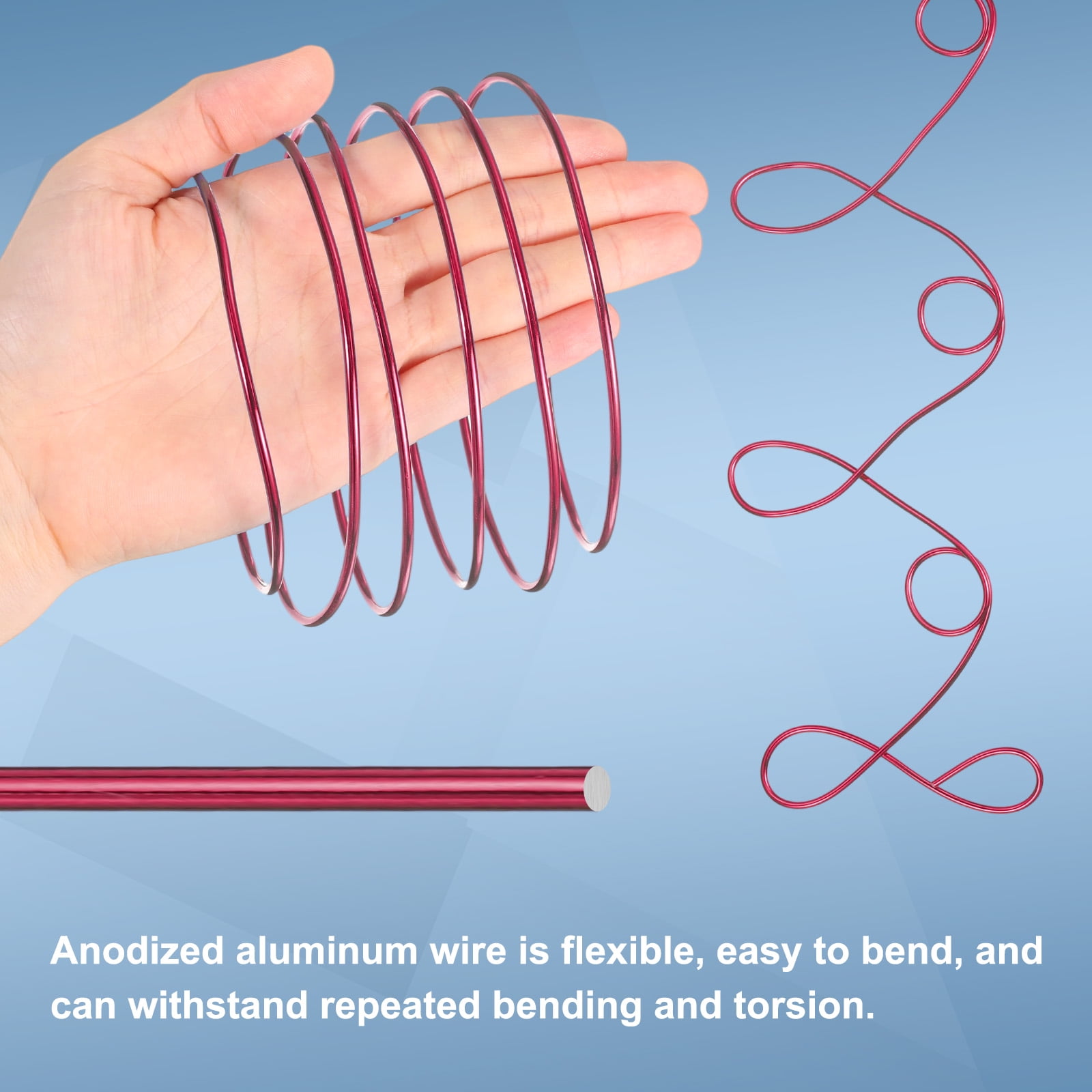 Uxcell 3 Roll Bonsai Wire 1/2/3mm Each Roll 32.8ft (10m) Anodized Aluminum Bonsai Wire for Gardening Tree Branch Fixing DIY Crafting, Wine Red