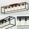 thumbnail image 2 of 38" 6-Light Farmhouse Black Rectangle Cage Close to Ceiling Light for Living Dining Room, 2 of 6