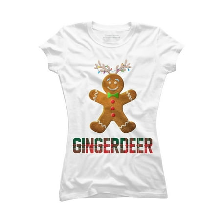 

Gingerbread Reindeer Matching Family Group Christmas Pajama Juniors White Graphic Tee - Design By Humans S