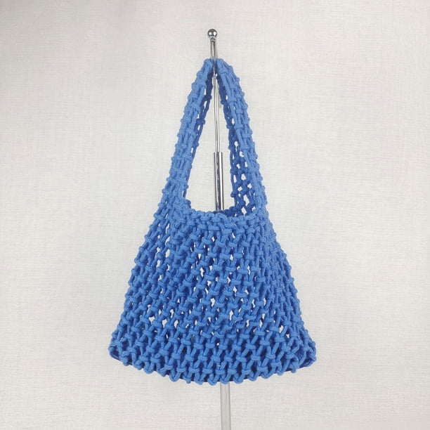 Bolso tejido de paja, bolso de cuerda de algodón para mujer, bolso tejido a mano, bolso de mano, estilo coreano, estilo perezoso, bolso de red de pesca Hugh