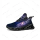 thumbnail image 1 of Zapatillas deportivas Galaxy Celestial Flats para hombre y mujer, deportivas de alta calidad con cordones, de malla, hechas a medida, color negro, 1 of 6