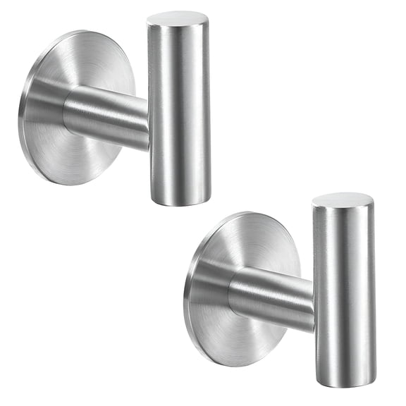 ZHZFKQ 2026 New Self Adhesive Towel Silver Hanger Brushed Nickel Stainless Steel Hanger Holder(2Packs) for Bathroom, Kitchen, Laundry, Shower, Bedroom