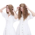 thumbnail image 5 of MY-LADY Synthetic 20Inch Clip in Hair Topper Long Curly for Women Corn Wave Hair Perm Deep Wave Style Clip on Secret Toupee Hairpiece Middle Partgolden&bleach blonde, 5 of 8