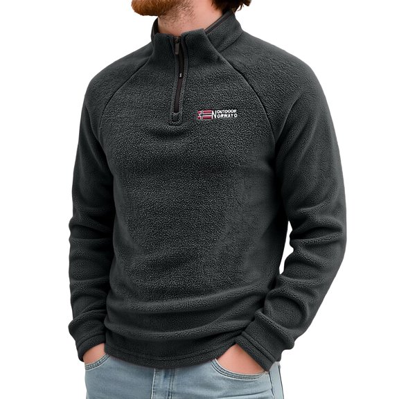 TOUMENY Men Half Zip Fleece Pullover High Neck Outdoor Hiking Casual Warm Winter Sweater Solid Letter Embroidered Raglan Sleeve Relaxed Pullover Black L