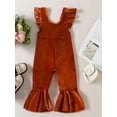 thumbnail image 2 of Bagilaanoe Toddler Baby Girl Velvet Jumpsuit Fly Sleeve Romper Overalls 6M 12M 18M 24M 3T 4T Kids Long Flared Pants Autumn Winter Outfits, 2 of 8