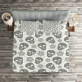 thumbnail image 2 of Ambesonne Black and White Quilted Coverlet 3 Pcs, Abstract Skulls, Queen Size, White and Black, 2 of 2