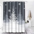thumbnail image 6 of Christmas Shower Curtain, Gray Winter Christmas Trees Grey White Snowflake Waterproof Fabric Bathroom Shower Curtain Set with 12 Hooks 72"X72", 6 of 6