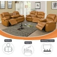 thumbnail image 3 of Bonded Leather Living Room Furniture Set Reclining Sofa Set Loveseat Furniture Sets in Living Room Sofa Recliners (3 Pieces, Ginger), 3 of 14
