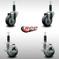 thumbnail image 2 of 3.5” SS Thermo Rubber Wheel Swivel 1 Inch Expanding Stem Caster Set 2 Brakes, 2 of 2