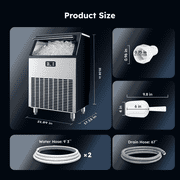 Simzlife Commercial Ice Maker, 200 Lbs/24H, Freestanding or Built-In, 33 Lb Storage Bin, Stainless Steel Ice Machine