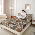 thumbnail image 4 of Castle Fairy Kawaii Bowknot Queen Sheet Sets,Abstract Geometric Camouflage Bed Set, 4 of 7