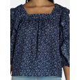 thumbnail image 5 of The Pioneer Woman Cotton Square Neck Blouse with Ruffle Sleeves, Women’s, Sizes XS-3X, 5 of 6