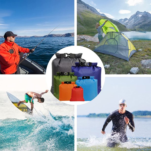 Bolsa seca 6 piezas Bolsa seca Bolsas secas impermeables Bolsa seca Bolsa de buceo Bolsa de deriva para viajes Rafting Deriva Natación Snorkel Acampar Ciclismo Pesca Kayak Accesorios LingWen 8390615525787