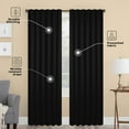 thumbnail image 2 of HEIRLOOM COMFORT Black Solid Panel Curtains, 84 Inches Long, Set of 2, 100% Cotton, Light Filtering for Privacy, Modern Farmhouse Décor, Great for Bedroom, Living Room, 54" W x 84" L, 2 of 6