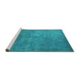 thumbnail image 2 of Ahgly Company Machine Washable Indoor Square Oriental Turquoise Blue Industrial Area Rugs, 4' Square, 2 of 4