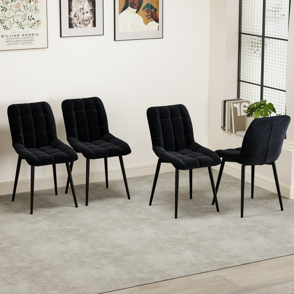 Artisan Design Modern Tufted Dining Faux Leather Side Chairs, Black (Set of 4)