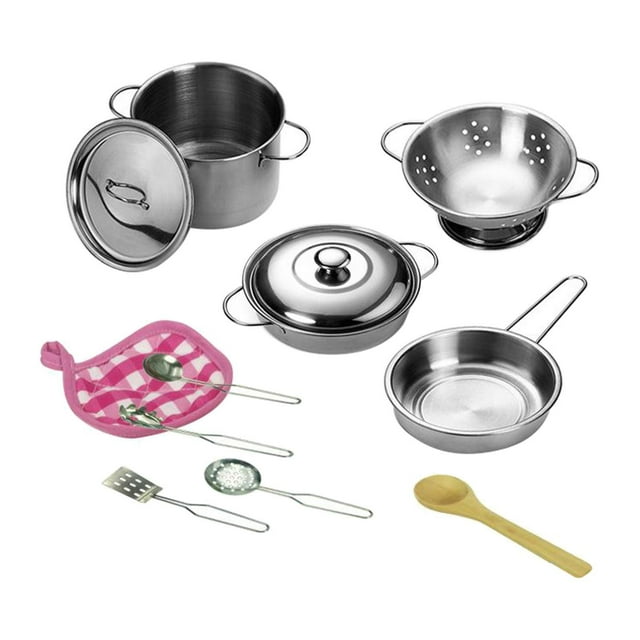 Vogacara 12Pcs/Set Kids Little Chef Kitchen Pretend Cookware Play Toys Set Tool Muebles de casa de muñecas