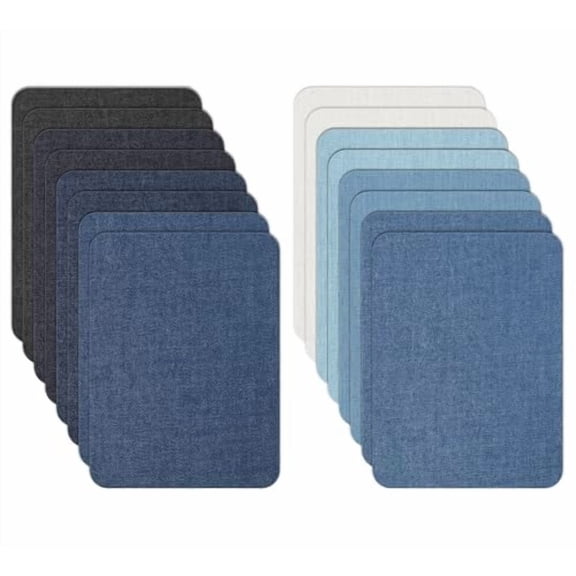 Iron on Patches for Clothing Repair,16 Pcs Jean Patches for Inside and Outside,Sew on Iron on Denim Patches for Jeans Kits 3.1"x 4.15"（Eight Colors）