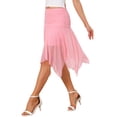 thumbnail image 4 of INSPIRE CHIC Women's Halloween Asymmetrical High Waisted Ruched Flowy Mesh Midi Skirts M Pink, 4 of 6