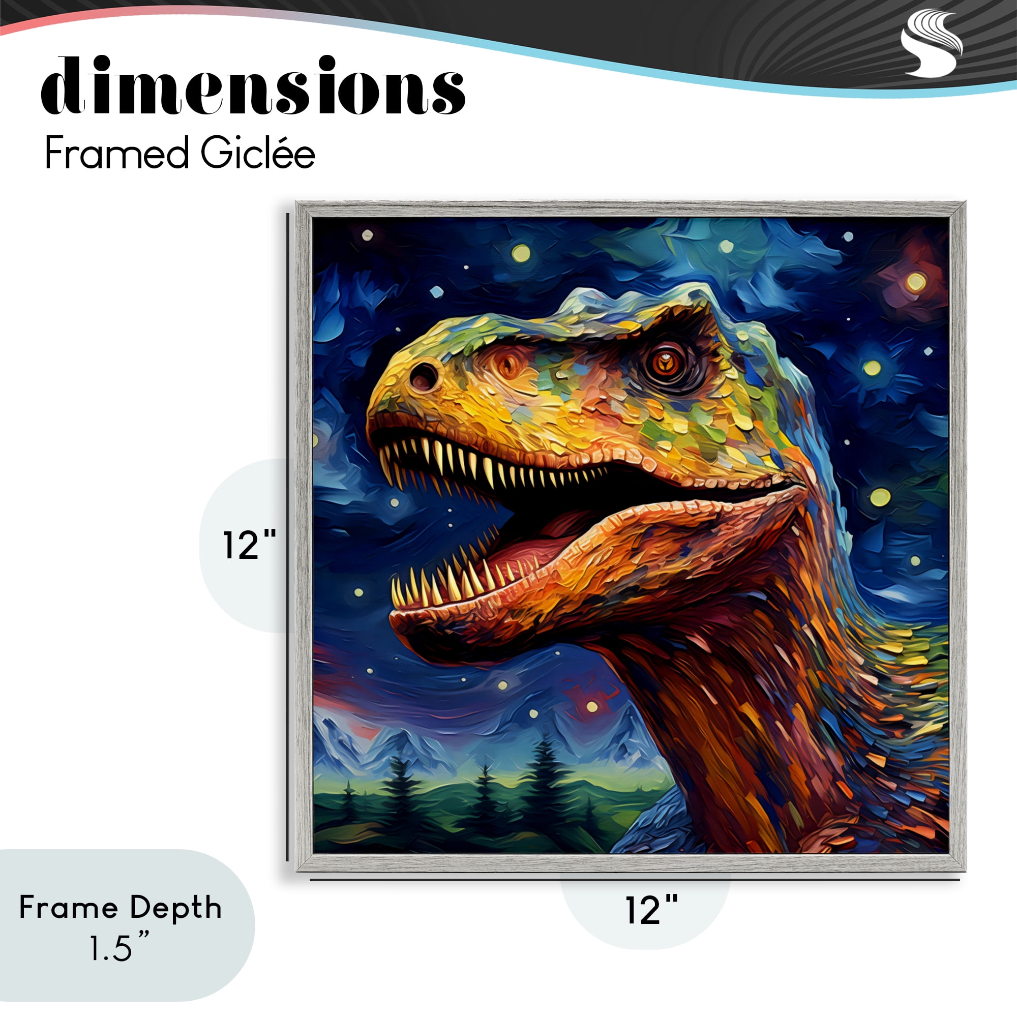 Stupell Industries Starry Sky Dinosaur Gray Framed Giclee Art, design by Creative Studio