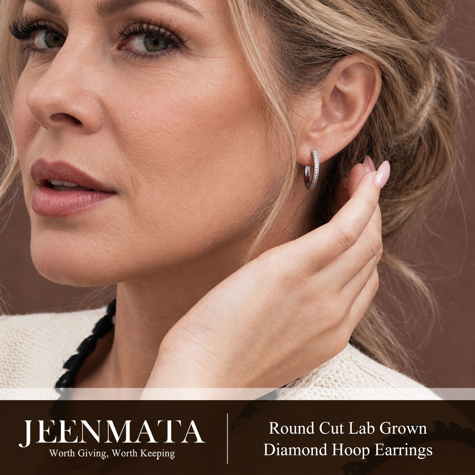 JeenMata Lab Grown Diamond Hoop Earrings photo 4