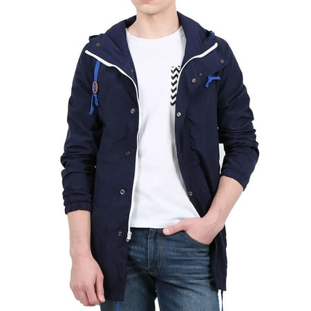 Men's Long Sleeves Hooded Casual Waterproof Windbreaker Jacket