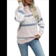 thumbnail image 2 of Suéteres Casuales de Punto con Estampado de Leopardo para Mujer, Suéteres de Larga con Cuello Redondo Rosa S, 2 of 9