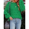 thumbnail image 4 of Franhais Women Knit Sweater Long Sleeve Crew Neck Solid Pullover Warm Sweater with Balls for Fall Winter, 4 of 6