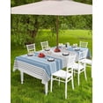 thumbnail image 2 of Outdoor Tablecloth with Umbrella Hole and Zipper 60 x 84 Inch Rustic Farmhouse Gray Blue Gradient Stripes Table Cover for Rectangular Tables Waterproof Tabletop Collection for Patio Garden Picnic, 2 of 4