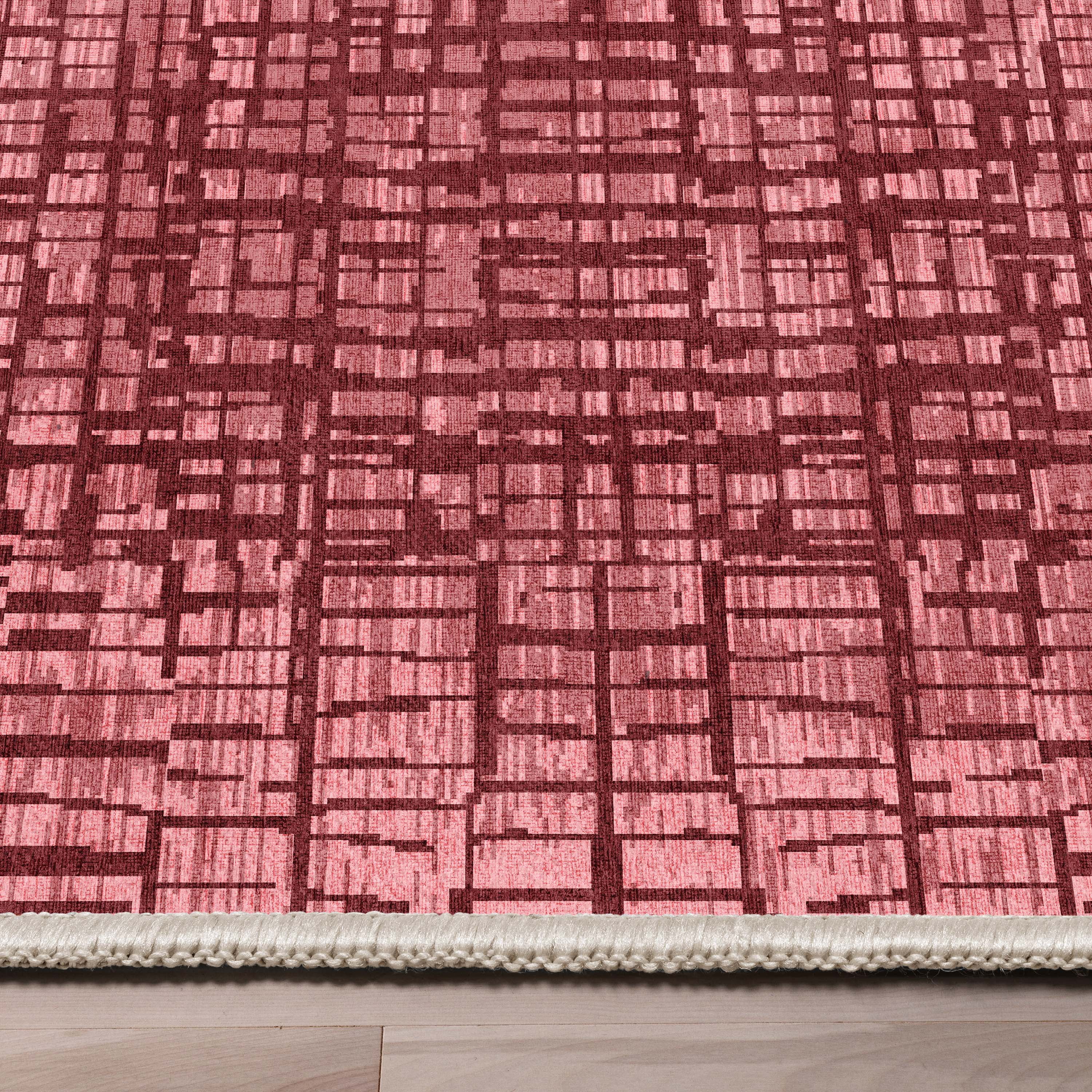Well Woven Abstract Nightscape Modern Geometric Flat-Weave Red 5'3" x 7'3" Area Rug