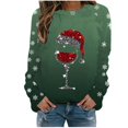 thumbnail image 1 of VJATTWR Mes Articles Chandail en Molleton de Noël pour Femmes Automne et Hiver Flocon de Neige Rouge Verre Dégradé Imprimé Col Rond Épaule Manches Longues Décontracté Sport Chandail en Molleton Get it Fast, 1 of 4