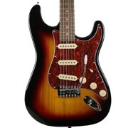 Angle View: Sawtooth ES Series Electric Guitar includes Gig Bag and Accessories, Sunburst with Tortoise Pickguard