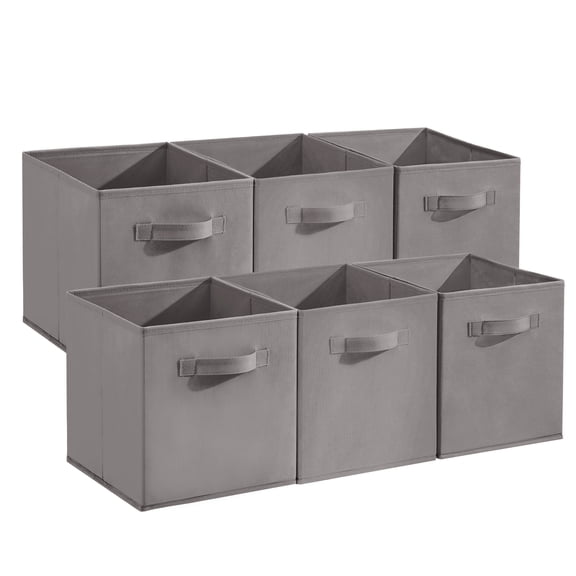 Collapsible Storage Cubes 12 Pack – Fabric Organizer Bins for Closet Shelves, Non-Woven Cube Bins with Handles, Foldable Storage Boxes for Home Office Living Room, Gray