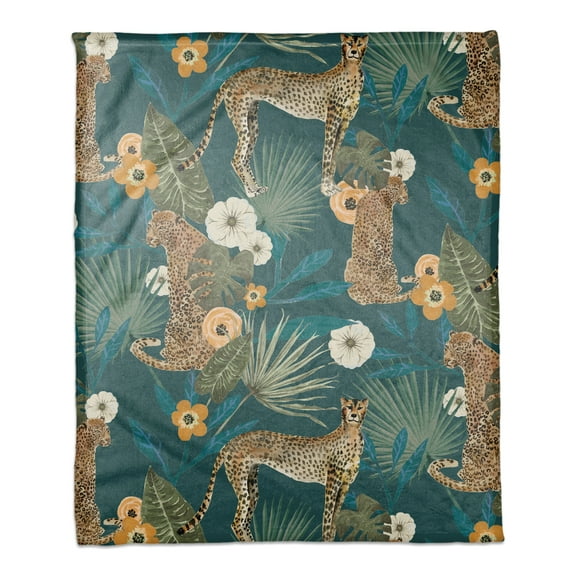 Creative Products Tropical Cheetah Teal 50 x 60 Coral Fleece Blanket